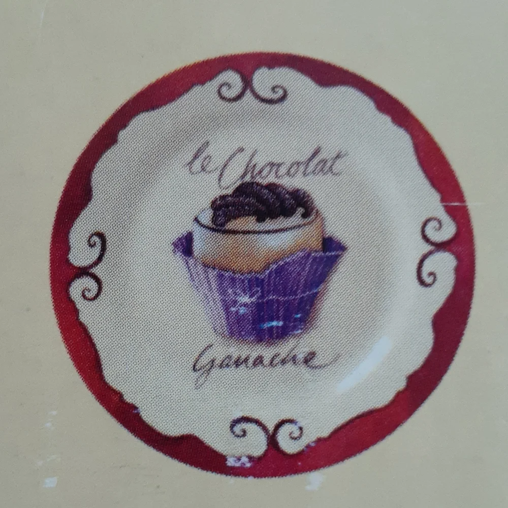 Gourmet Basics by Mikasa chocolat 4 PC ROUND Dessert Plate Set RARE Find New!